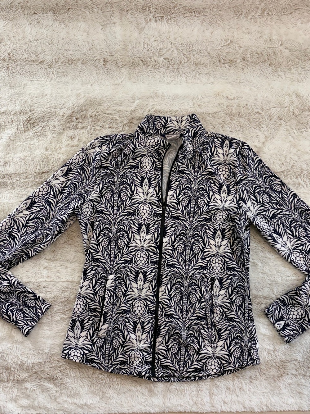 Tommy Bahama Black and White The Audrey islandzone Zip-Front Jacket size large
